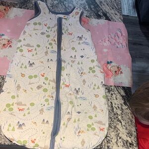 SAM Kids Pajamas Sleep Sack - White with Green and Blue Accents